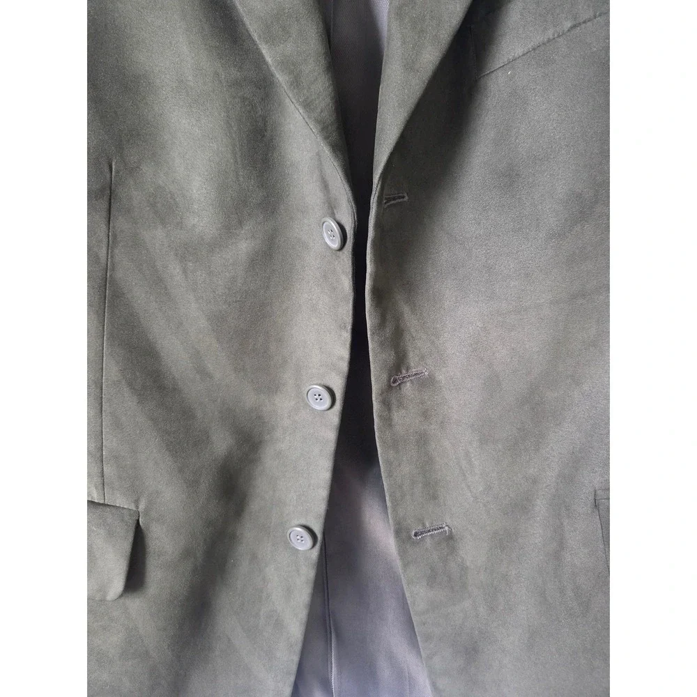 Mens Olive Green Faux Suede 3-Button Blazer Sport Coat 41R Derby Fall Preppy